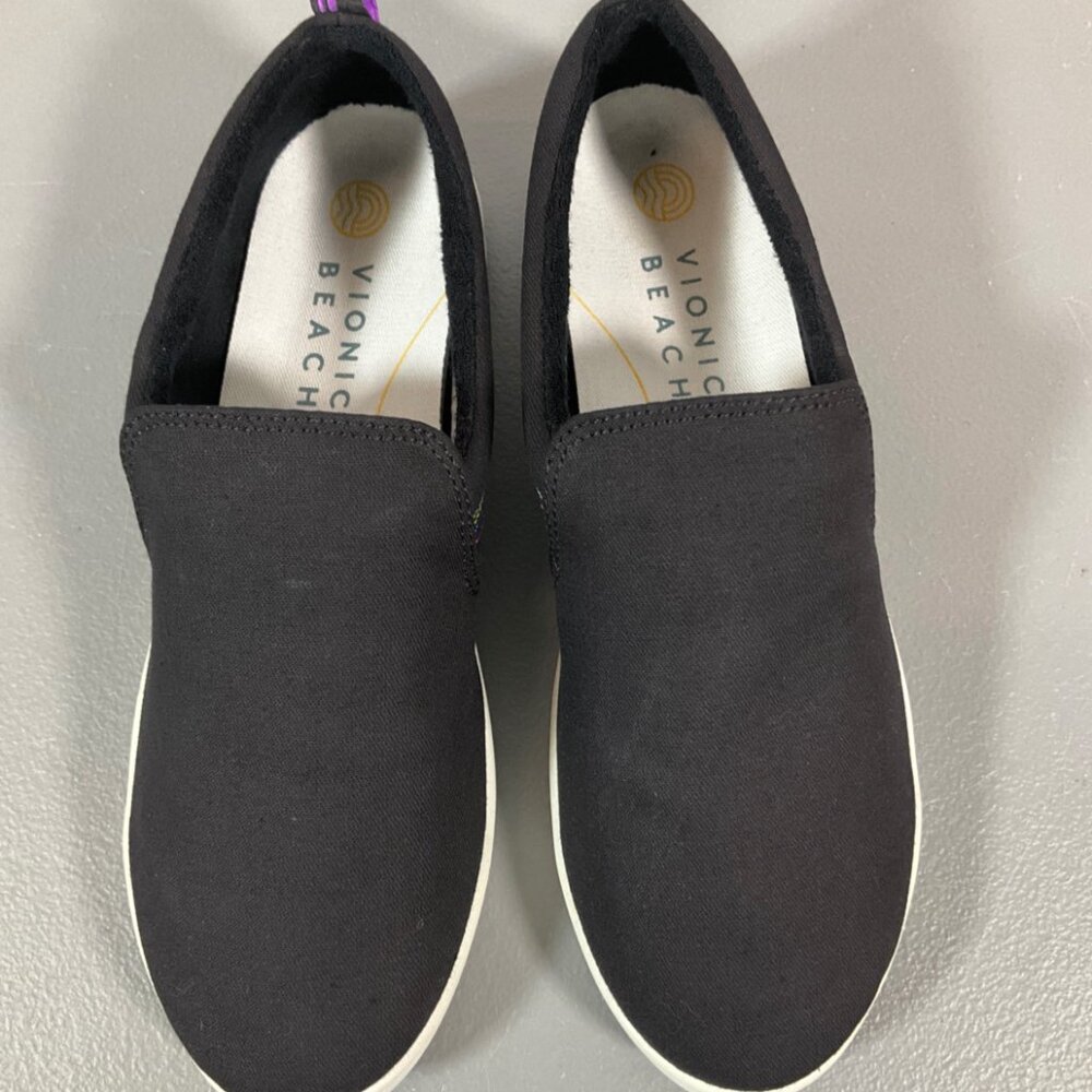 Vionic Beach Womens Marshall Black Canvas Laceless Slip-on Sneakers Women’s Size - Picture 7 of 13